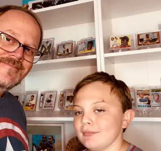 Dan with his son and part of his collection